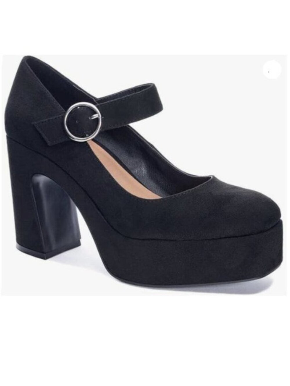 FOWT Classic Platform Mary Jane Shoes for Women Ankle Buckle Strap Pumps Black